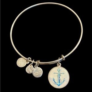 Alex and Ani blue anchor charm bangle bracelet
